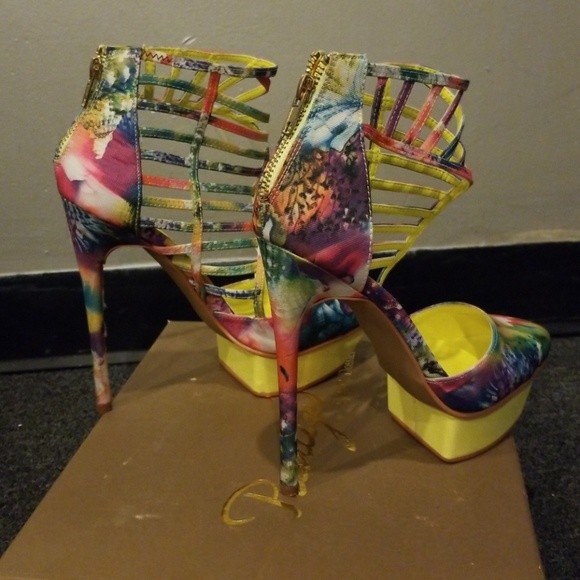 Multi Colored Platform Heels - Picture 5 of 7